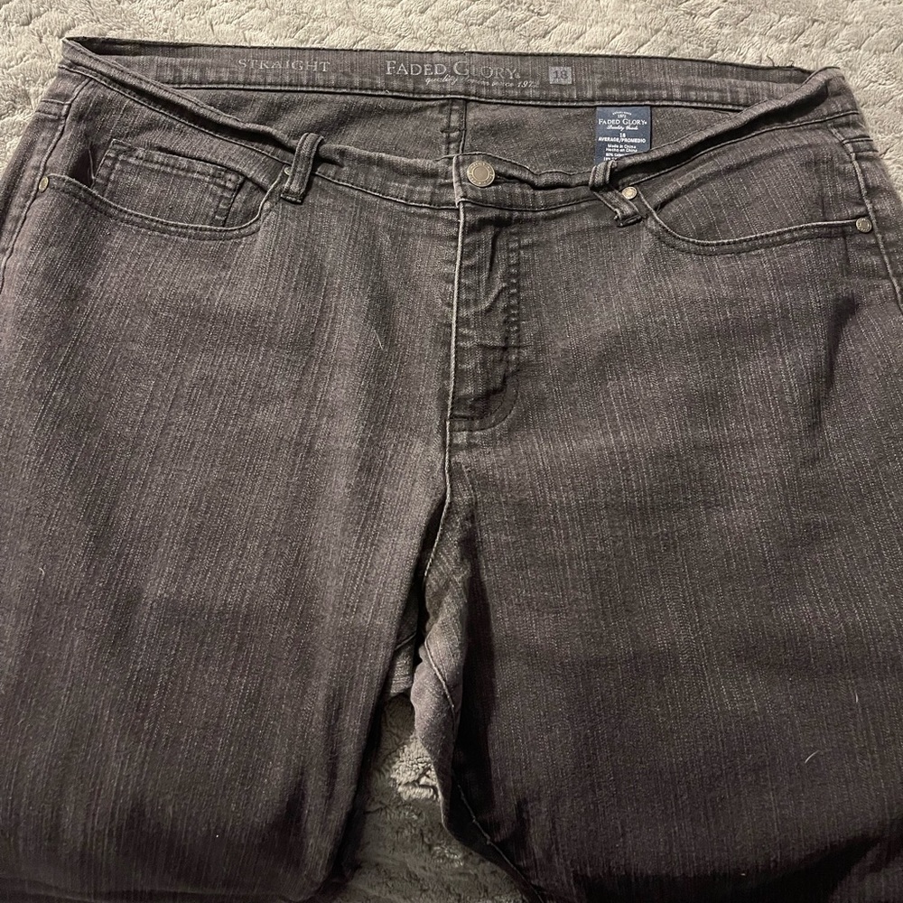 Faded Glory Straight Black Jeans. Size 18